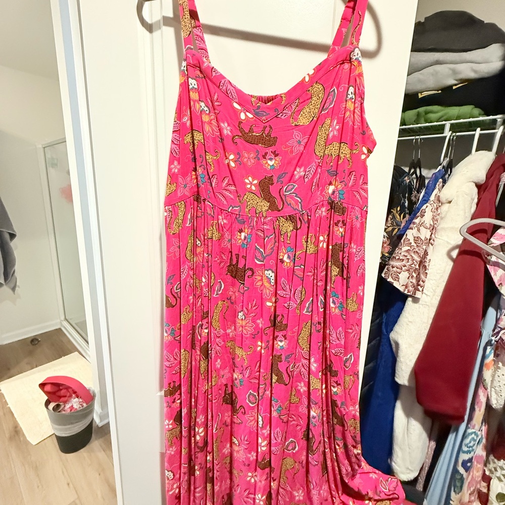 Torrid Pink Dress with Floral and Animal Patterns